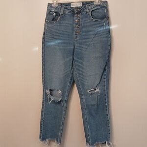Abercrombie & Fitch Light Blue Distressed Ankle Jeans